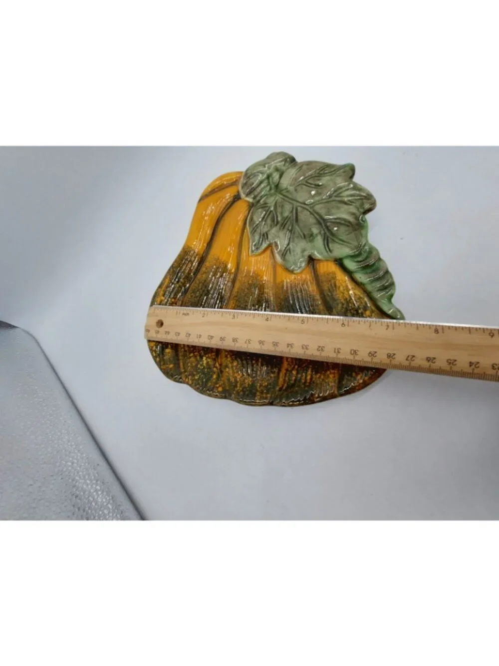 Pumpkin Gourd Ceramic Dish Decor Orange Green Fall Autumn 8